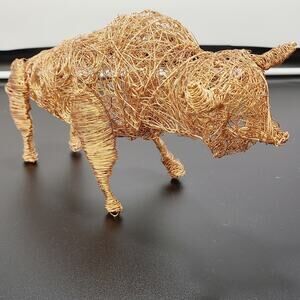 Copper Wire Bull Sculpture, PRE-OWNED